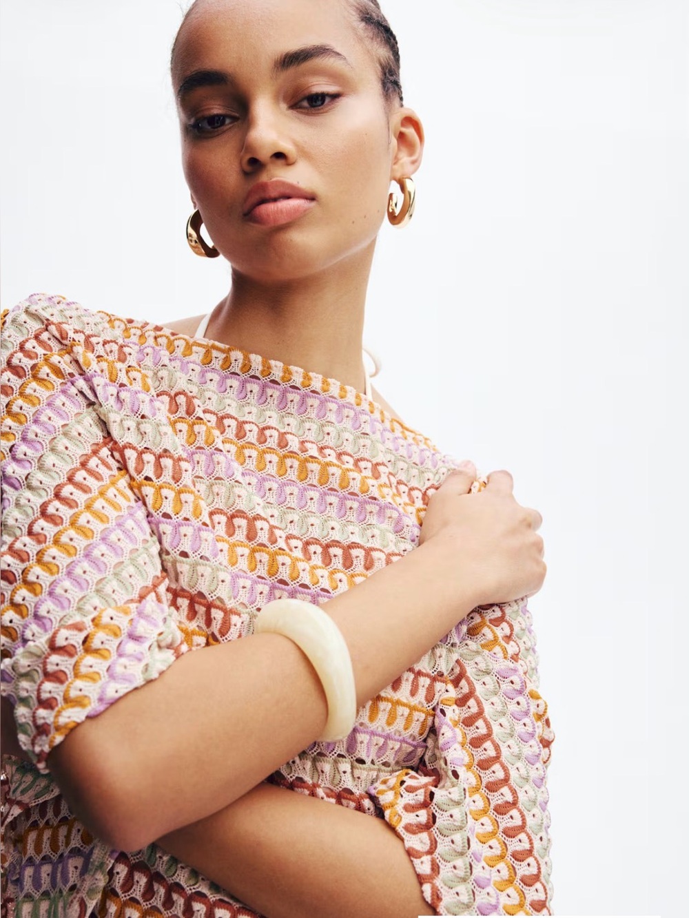 H&M NWT Crochet Look Knit Top